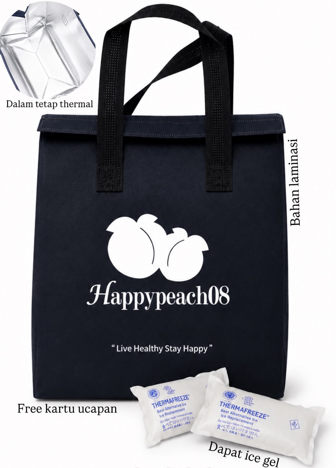 Tas hampers thermal happypeach08 warna navy